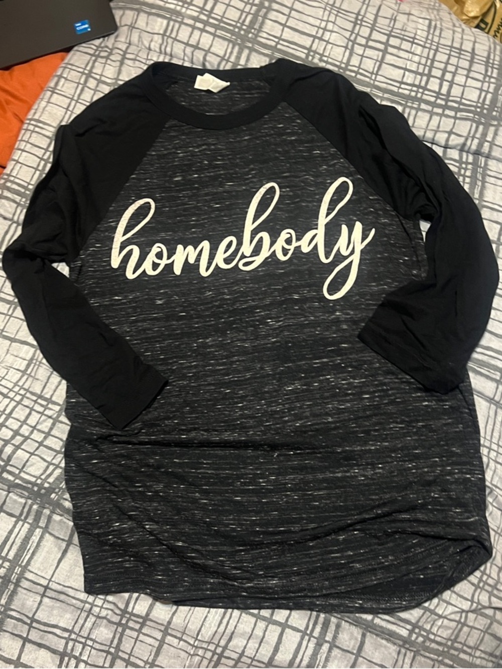 Bella Canvas Black Heather 'homebody' Raglan Long Sleeve Tee